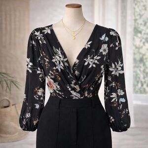 SHEIN Black Floral Blouse